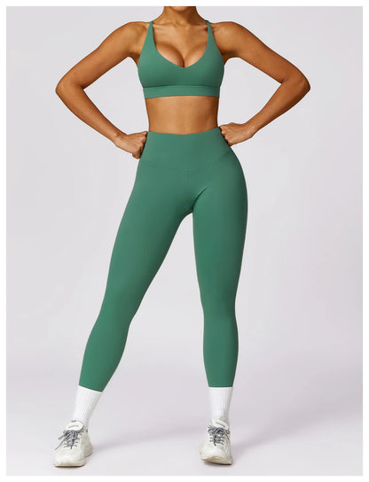 Powerfit Set: Leggings and Crisscross Back Top - Performance and Style