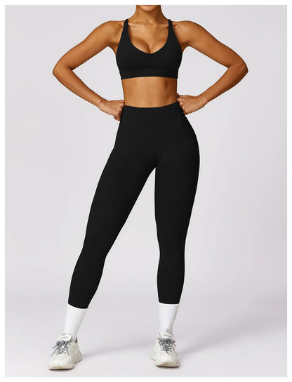 Powerfit Set: Leggings and Crisscross Back Top - Performance and Style