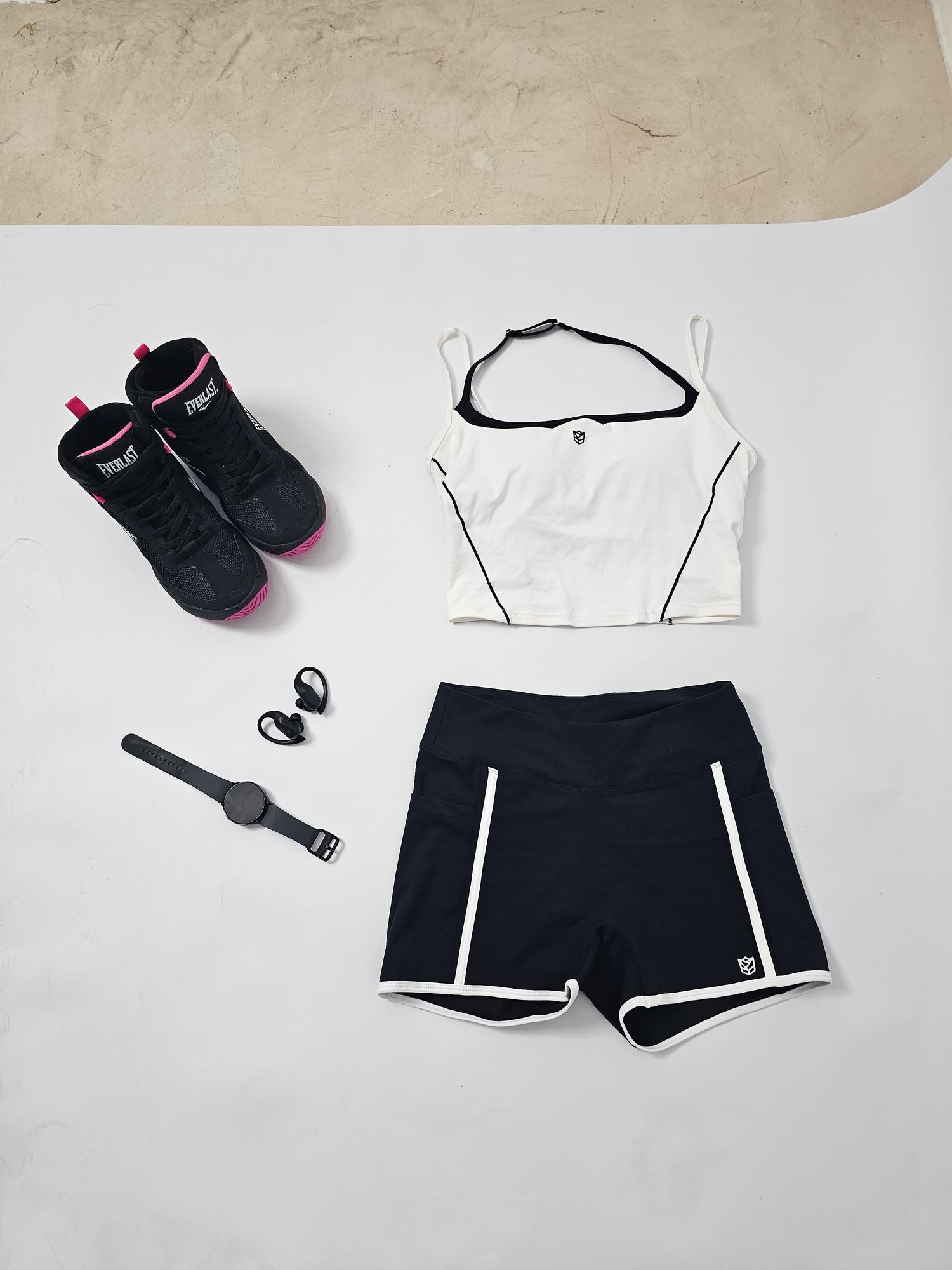 Black shorts with white stripes