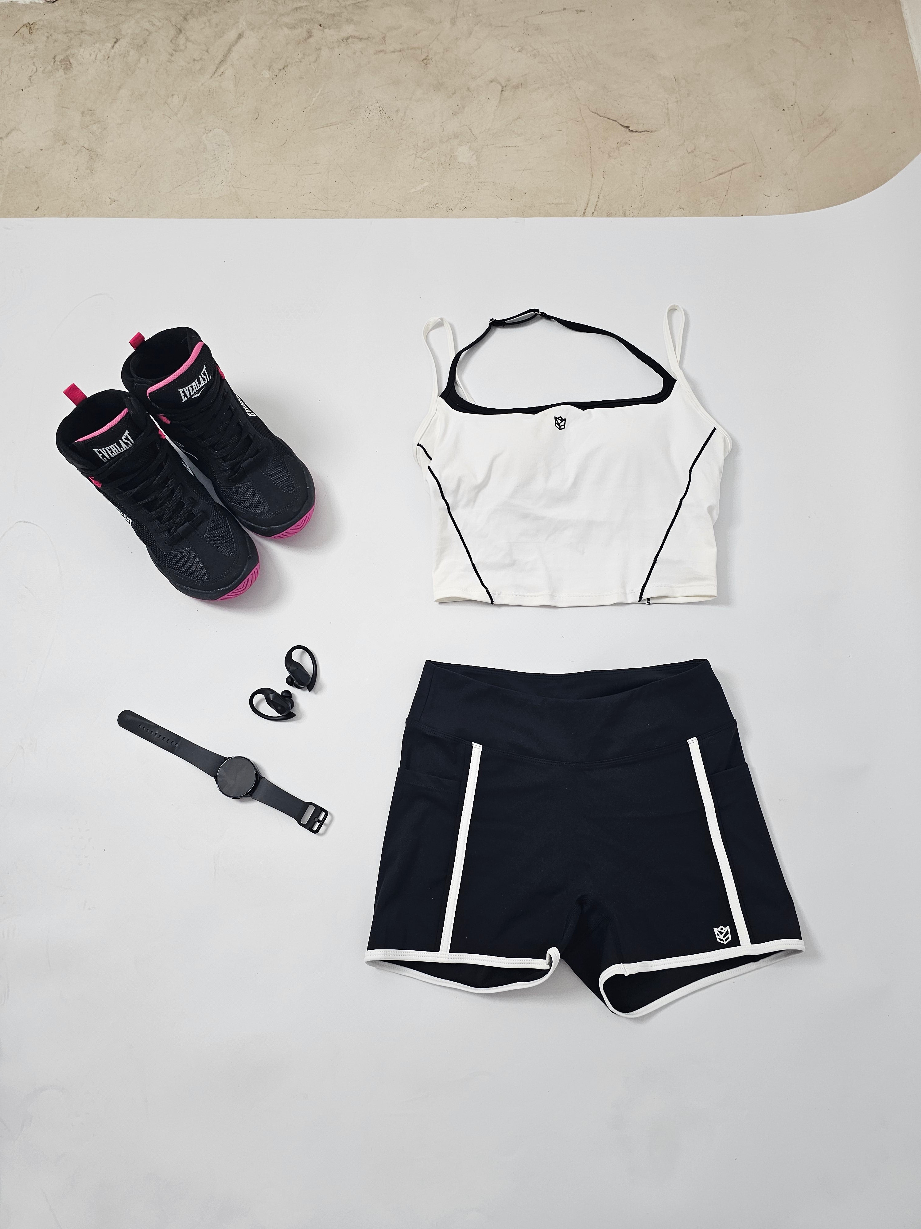 Black shorts with white stripes