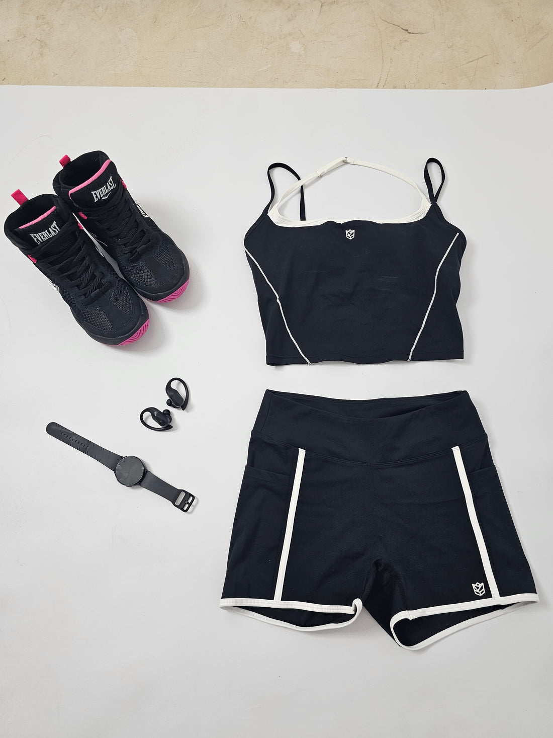 Black shorts with white stripes